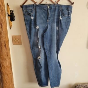 Torrid Bombshell Skinny Jean Stretch Blue Distressed 30 XT Tall GUC